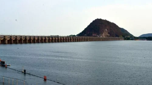 Water flowing into the Krishna River