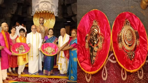 Tirumala Srivari Receives ₹2.4 Crore Gold Shankh Chakras as Offering